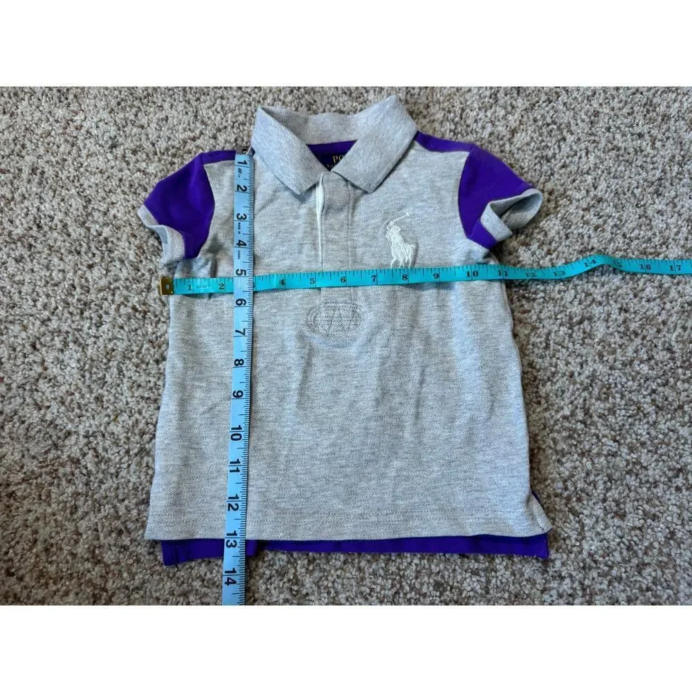 Kids POLO by Ralph Lauren collared shirt, size 3T, Purple & Gray, 3 on the back
